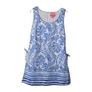 Lilly Pulitzer Sammi Romper Dress Aqua Lounge Skort Resort White Blue 6 Tie Side